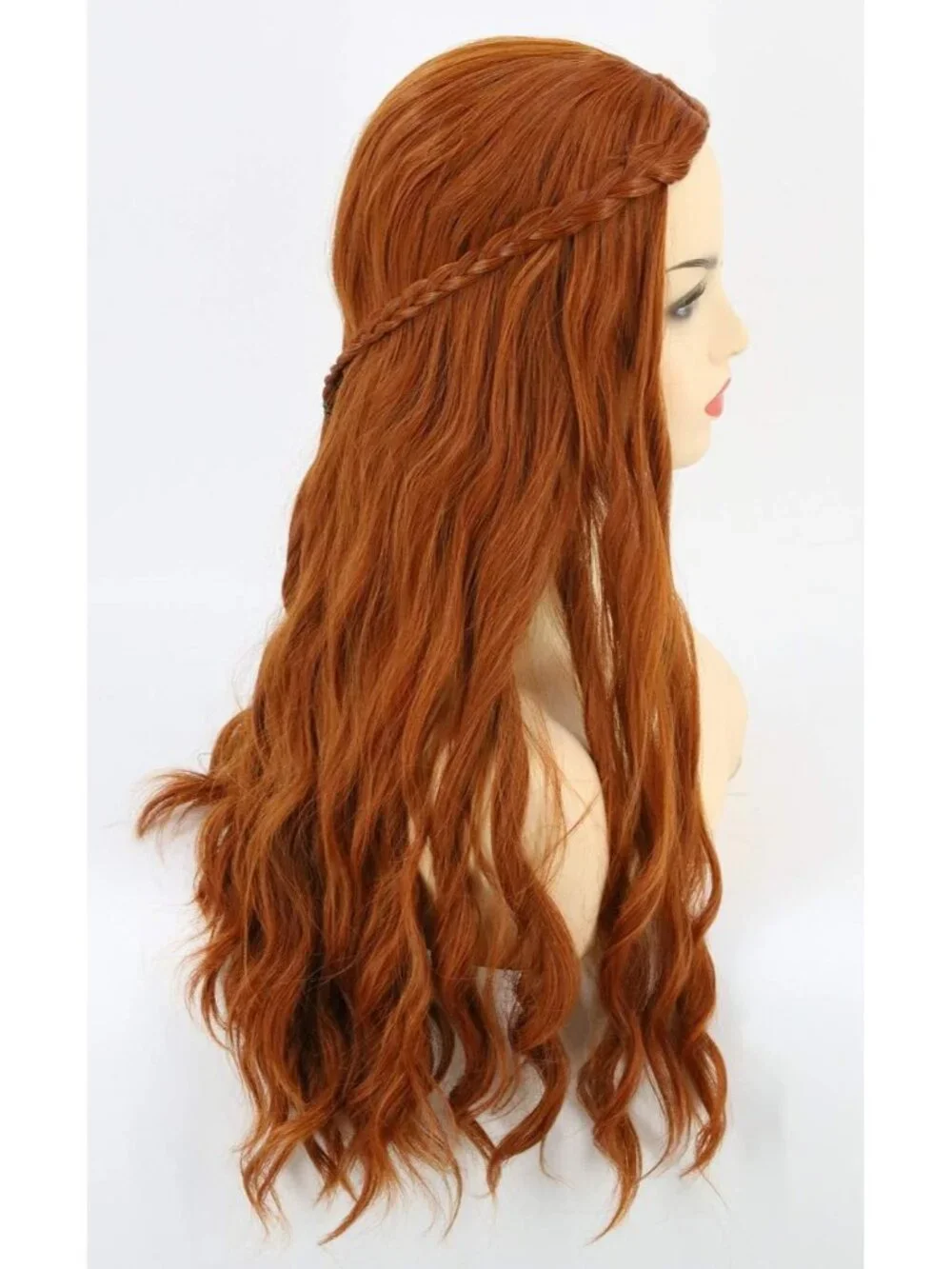 Women's Reddish Brown Short Cosplay Halloween Costume Wig With Necklace Earrings